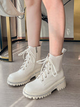 Bottes en Cuir à Semelle Épaisse Muffin pour Femme